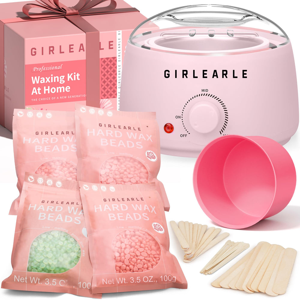 GIRLEARLE wax warmer with beads for at-home hair removal.