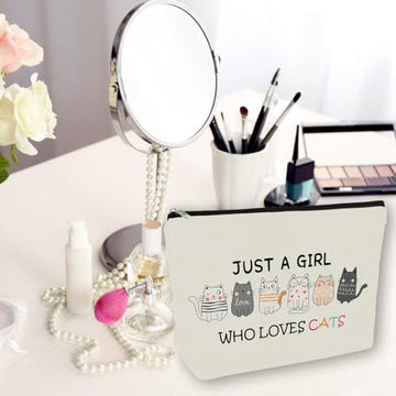Girlly bolso maquillaje gato doble dibujo: gráficos vivos, ideal para regalo