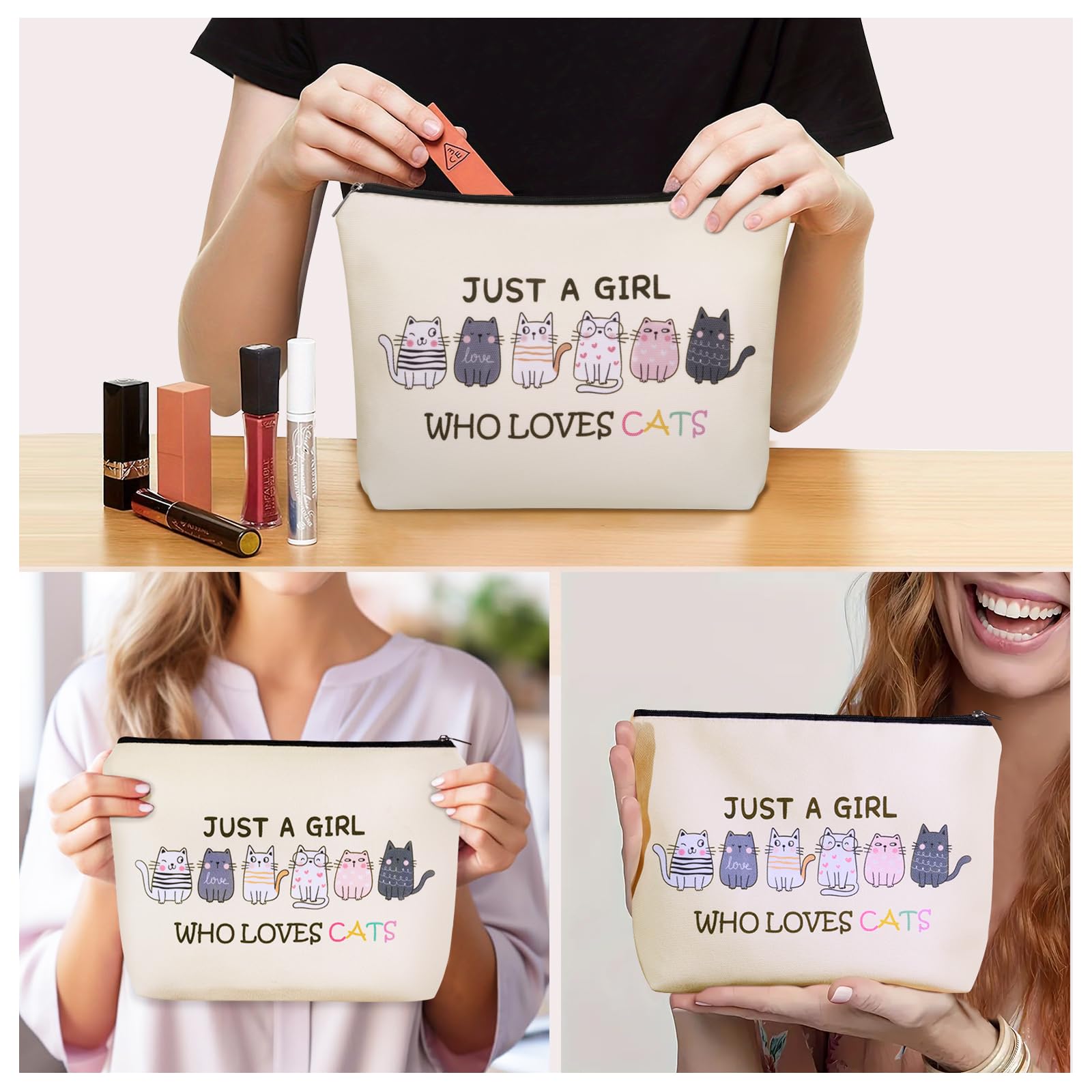 Girlly bolso maquillaje gato tamaño medio: perfecto para kit de viaje