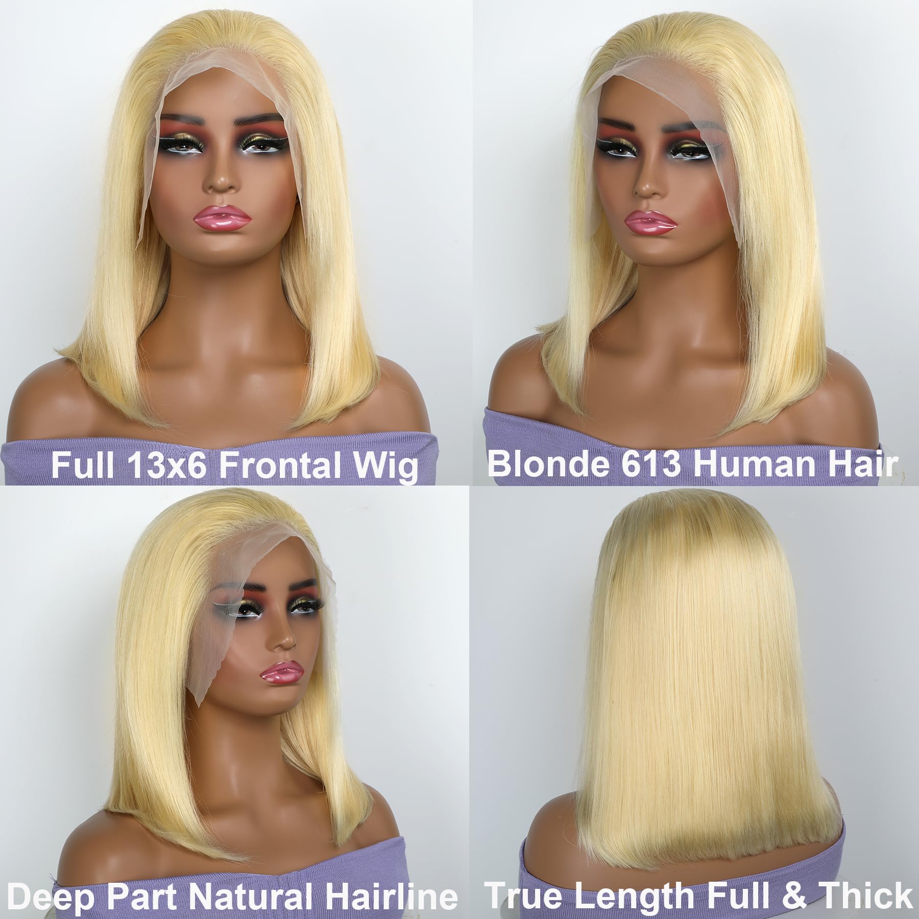 GIRLOFDREAMS Bob liso 13x6 con encaje frontal, aspecto natural.