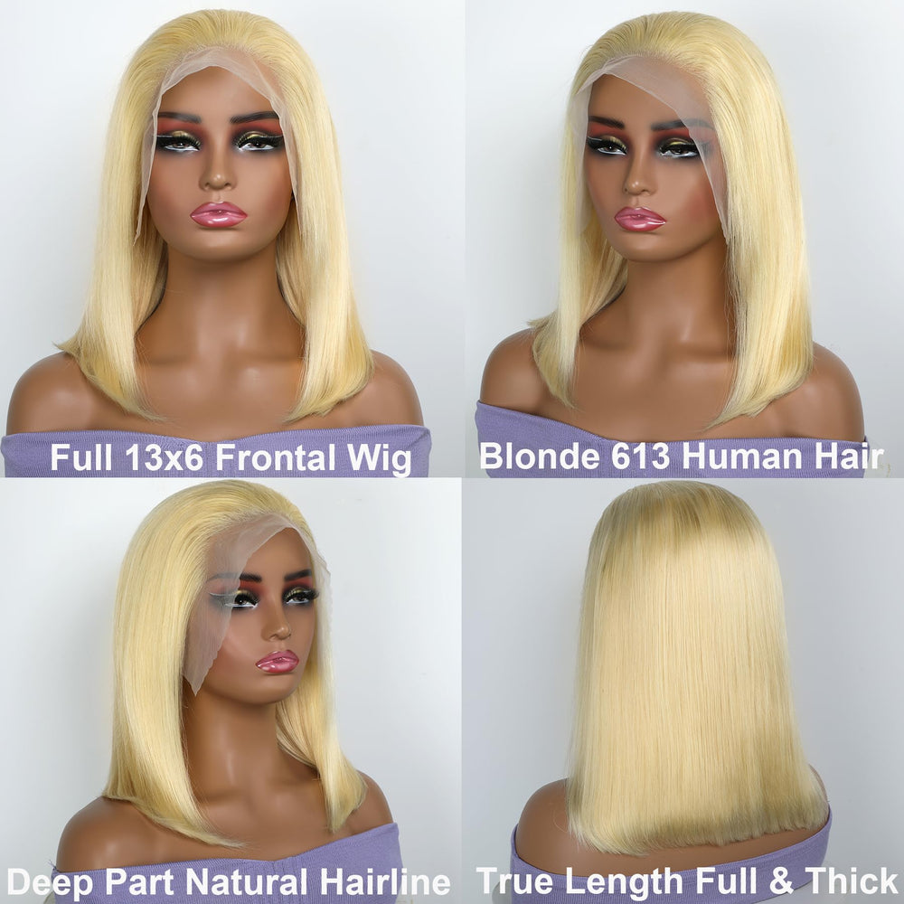 GIRLOFDREAMS Bob liso 13x6 con encaje frontal, aspecto natural.