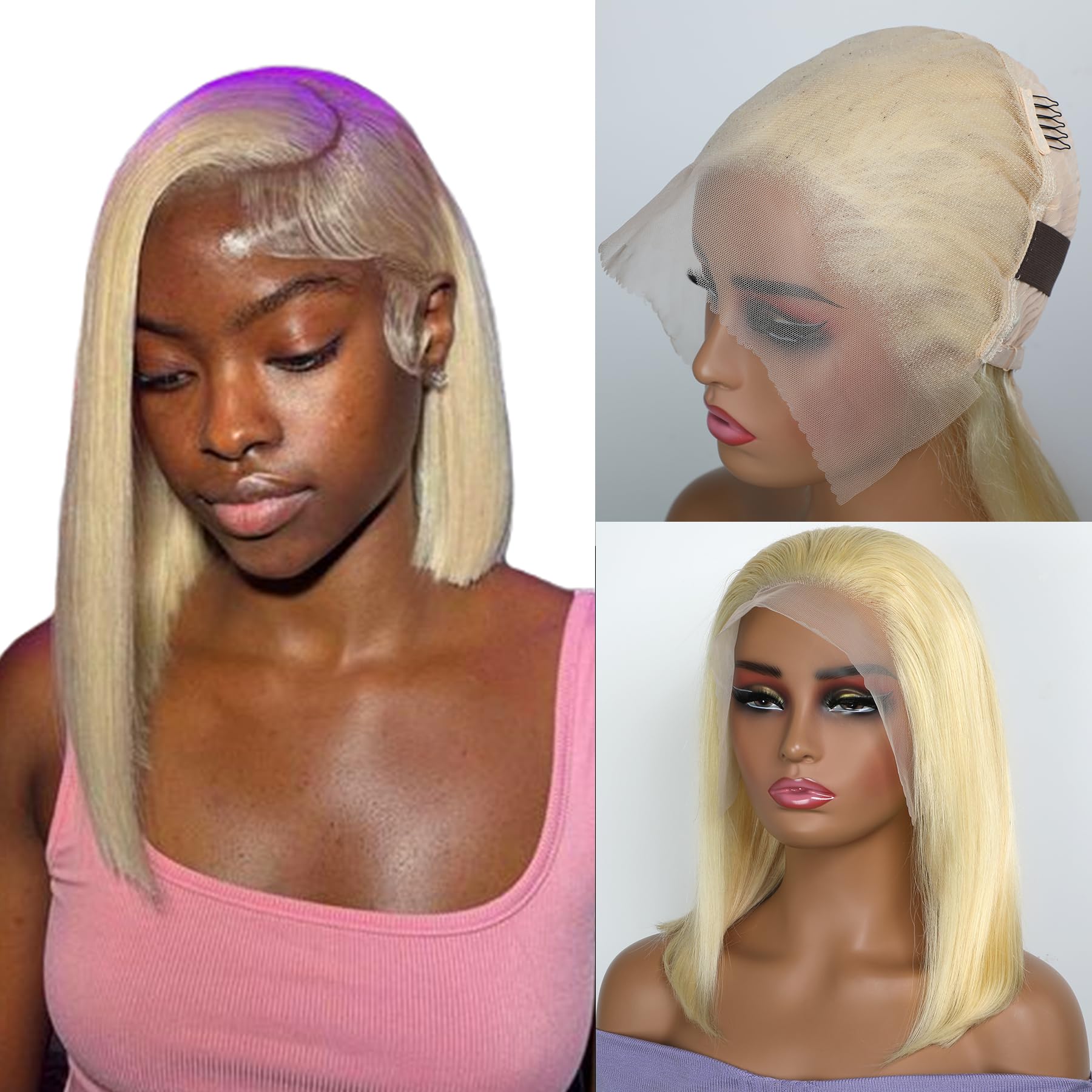 GIRLOFDREAMS Rubio 613 13x6 Bob con encaje frontal para aspecto natural.