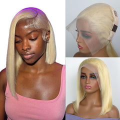 GIRLOFDREAMS Rubio 613 13x6 Bob con encaje frontal para aspecto natural.
