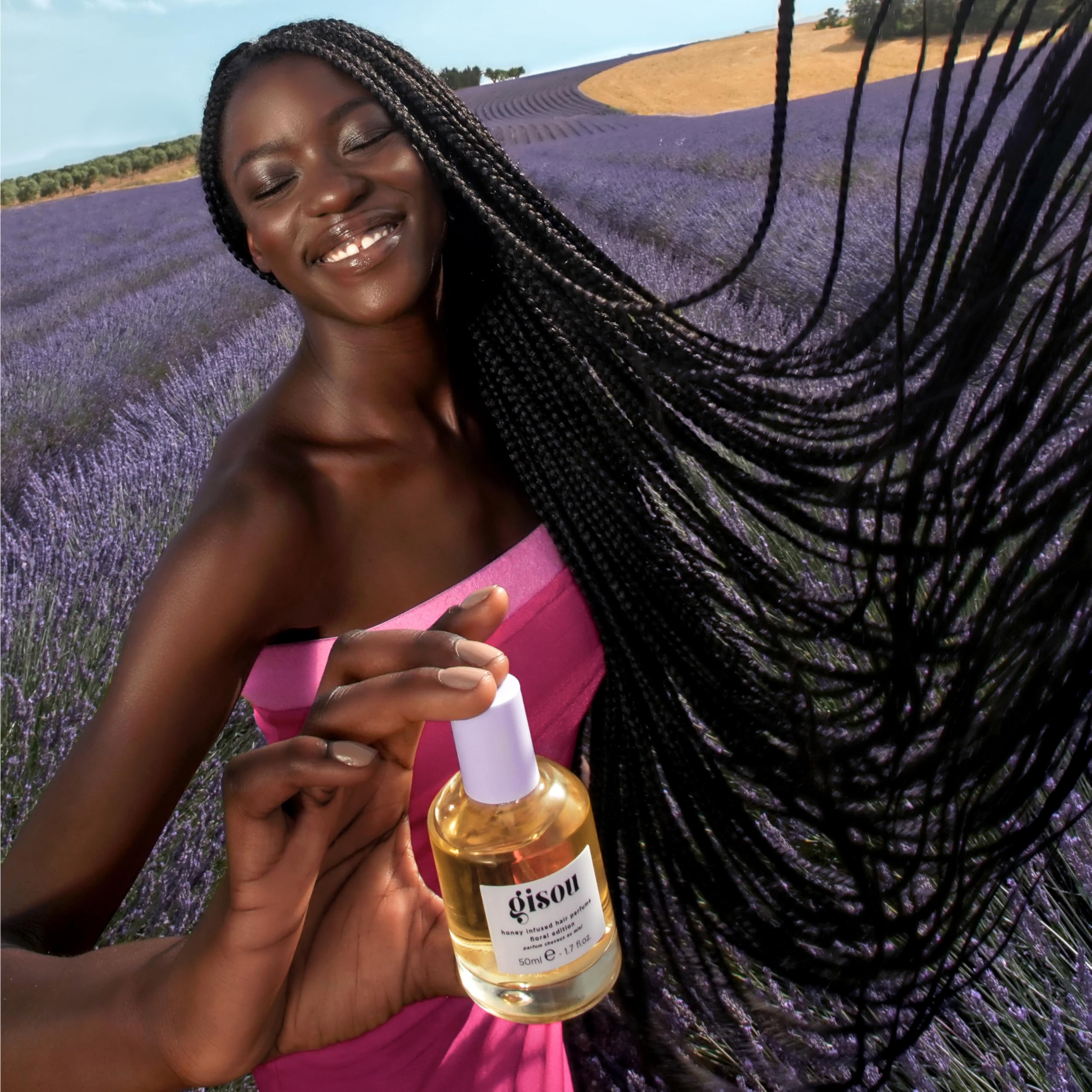 Gisou aroma lavanda y frambuesa, fragancia suave para el cabello