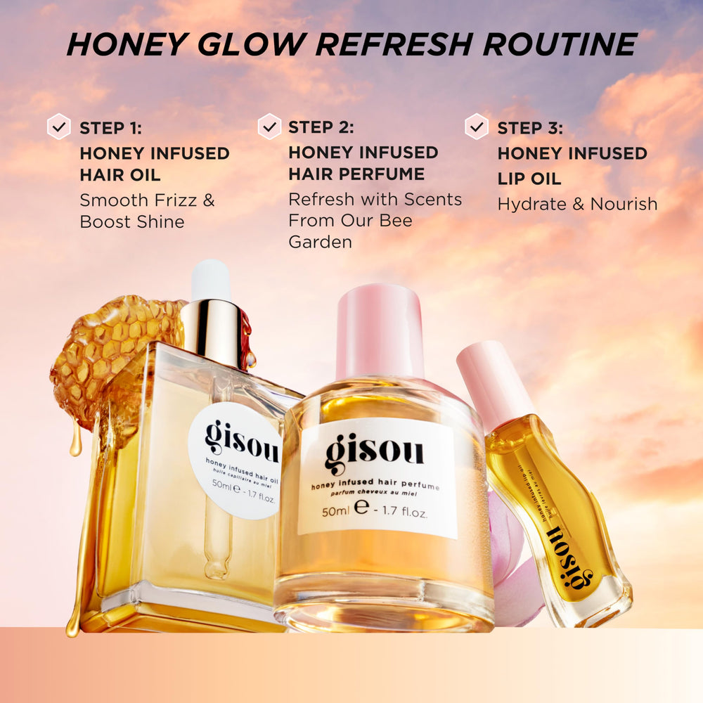 Gisou aroma miel infundido para cabello, duración prolongada y sensación suave.