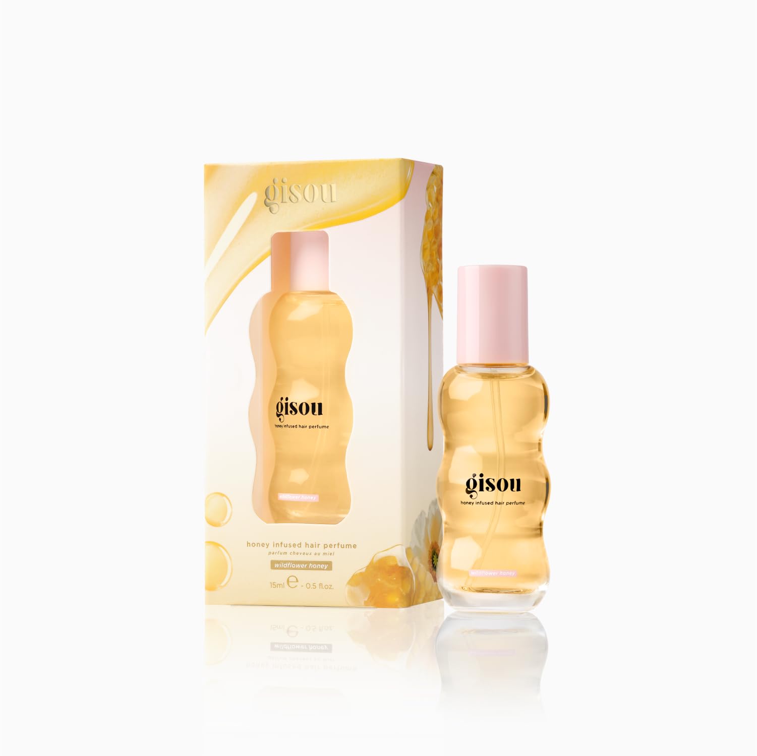 Gisou fragancia miel cabello, cuidado sensorio y aroma agradable durante el día.