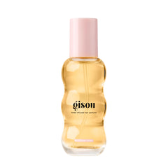 Gisou perfume cabello miel infundido, botella 15 ml, brillo y aroma duradero.