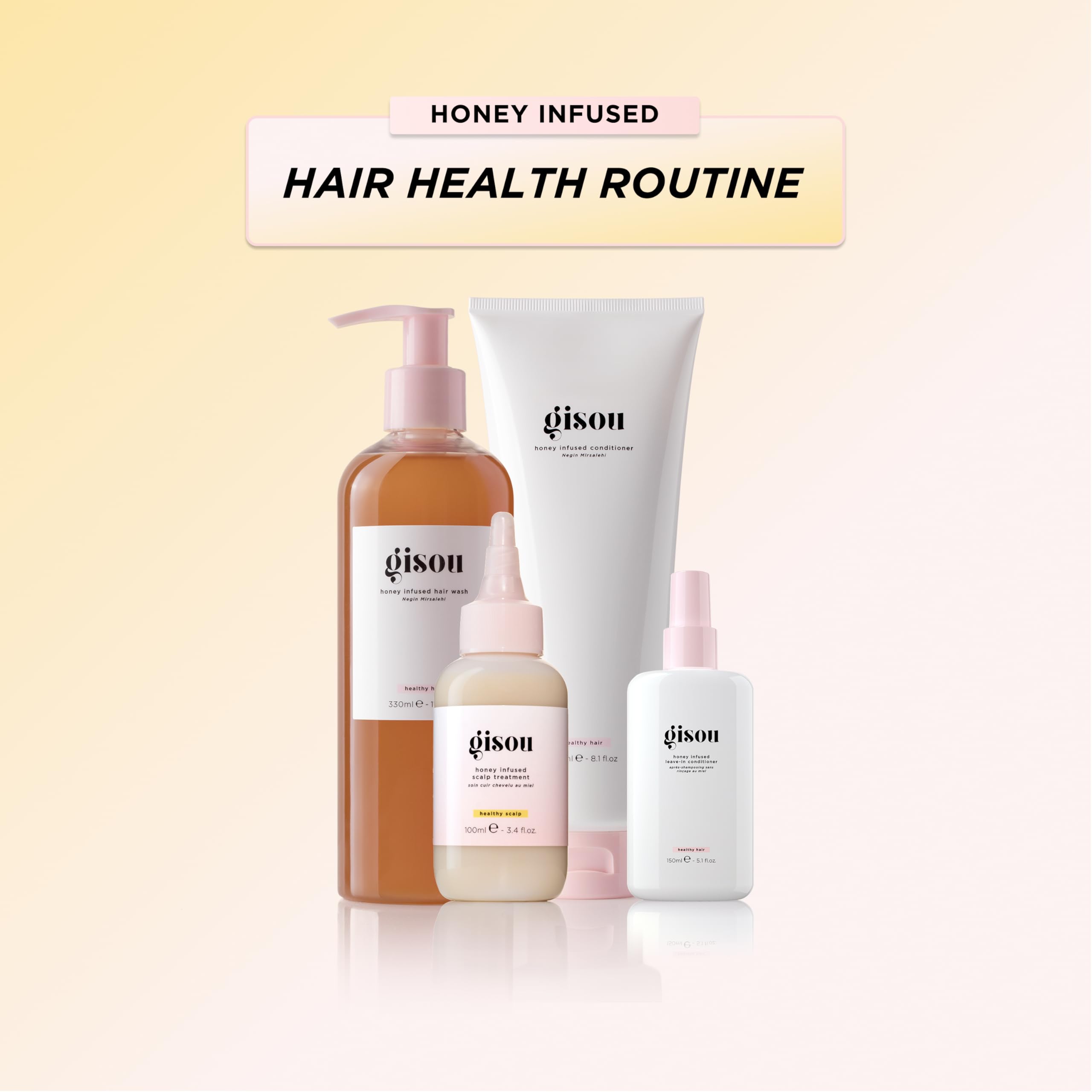 Gisou Textura ligera, ideal para cabello coloreado, aporta brillo y manejo.