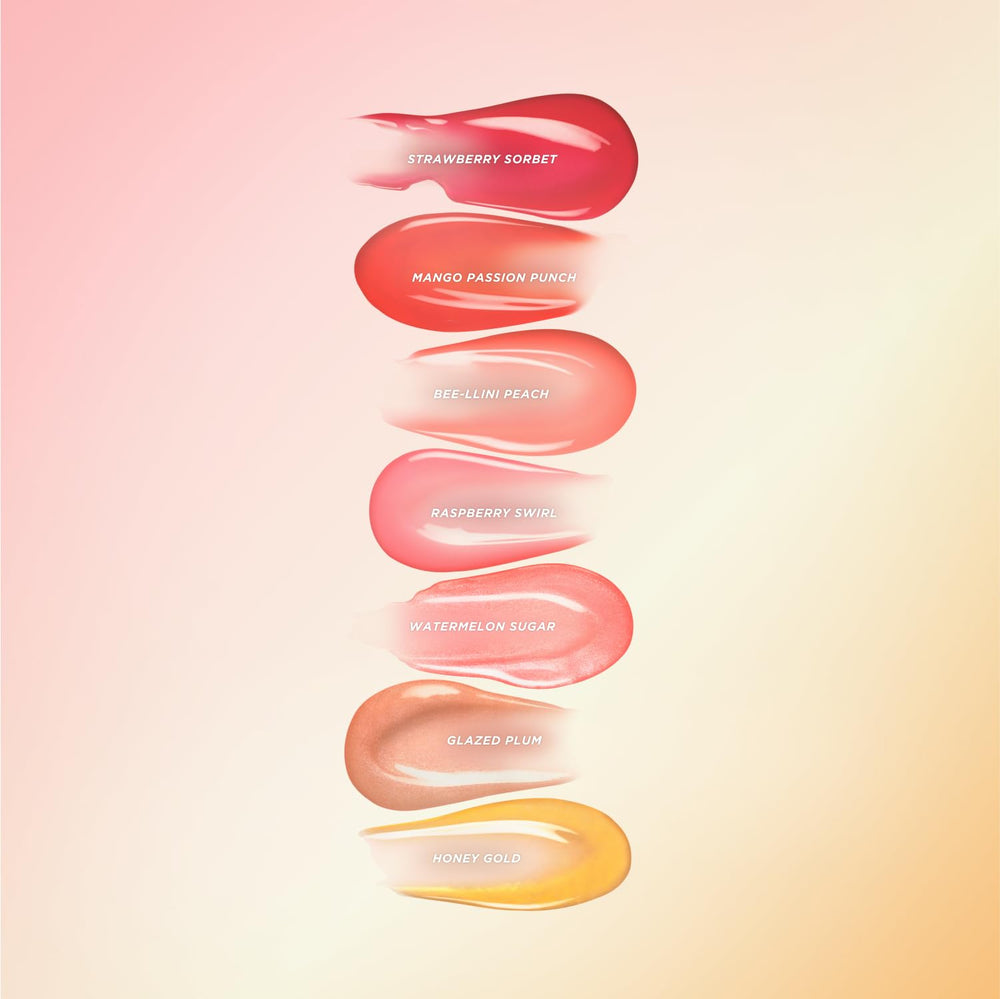Gisou tonos gloss con sabores frutales para labios radiantes.