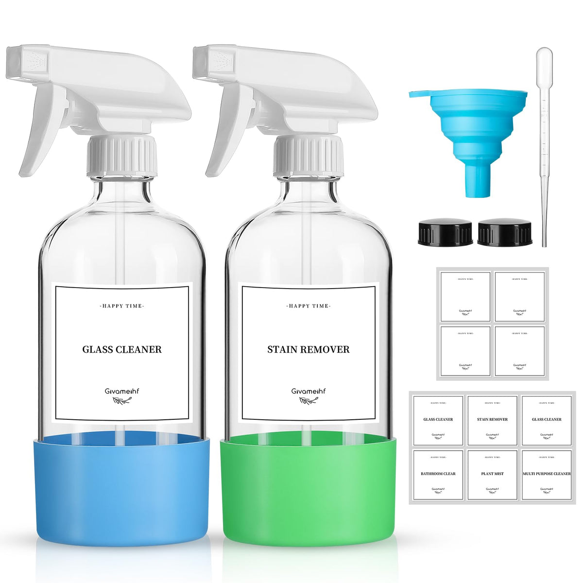 Botella GIVAMEIHF de vidrio 16oz con atomizador para aceites, pulverización suave