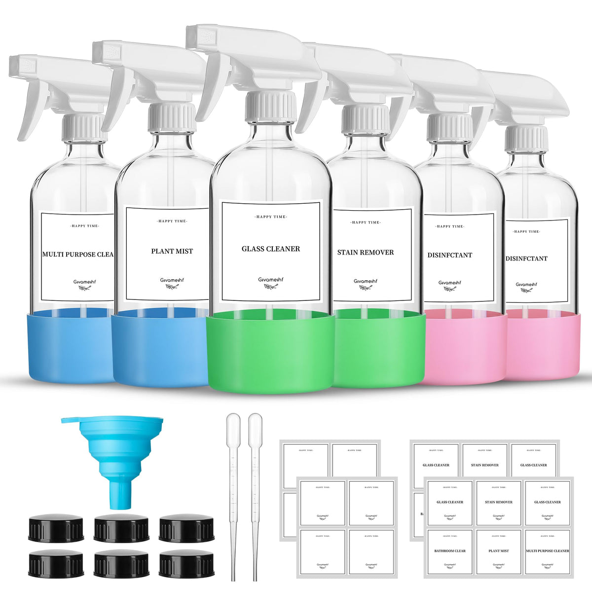 Botellas de vidrio GIVAMEIHF de 16oz para aceites esenciales y soluciones.
