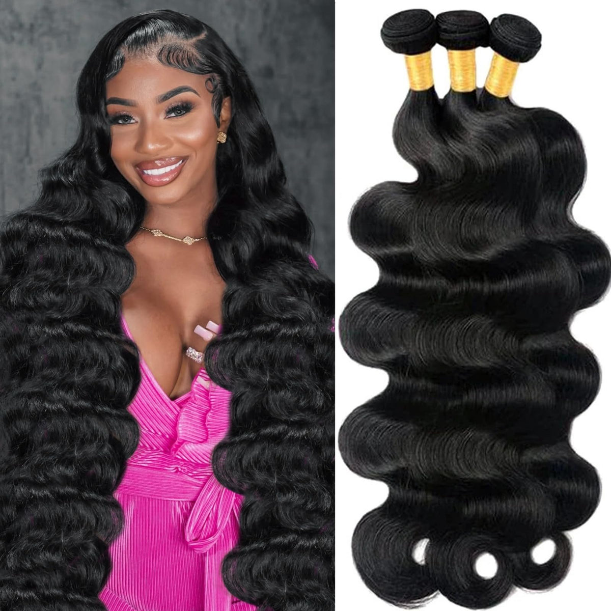 GIVEAMBW 18 pulgadas onda cuerpo, mechones suaves y naturales para un look realista.