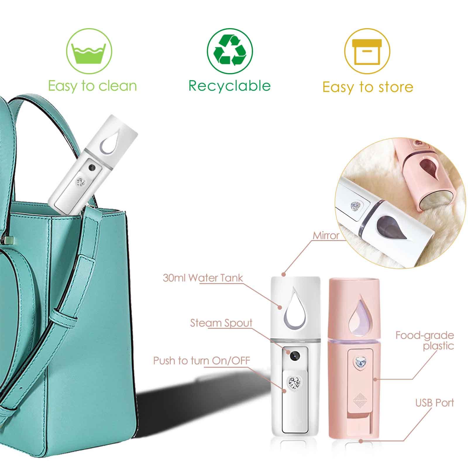 GIVERARE Nano Vapor Facial de diseño compacto para llevar en bolso.