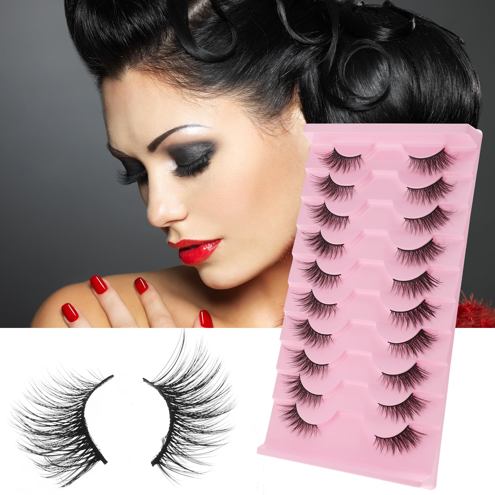 Pestañas Gjinxi Half Lashes con ajuste cómodo para uso diario.