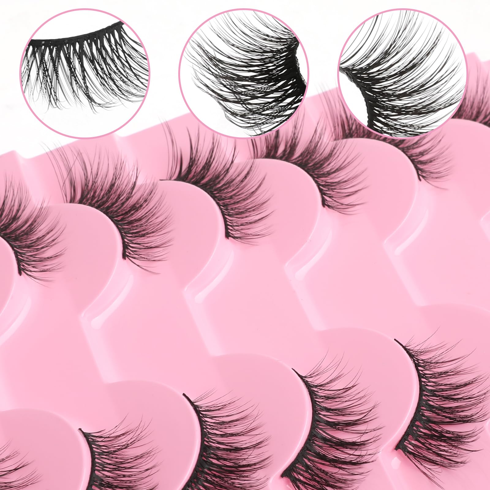 Pestañas Gjinxi Half Lashes con diseño de mirada felina para realzar la curva.