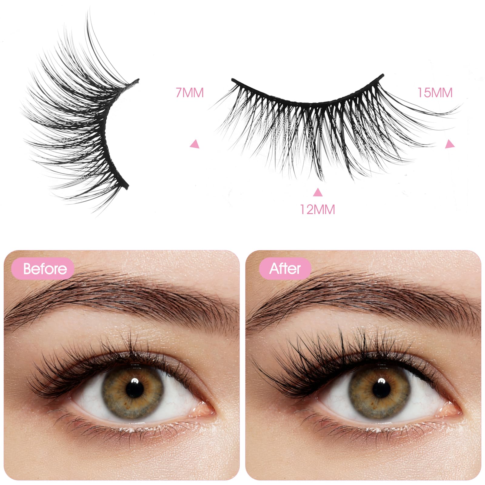 Pestañas Gjinxi Half Lashes con efecto 3D para volumen visible sin peso.