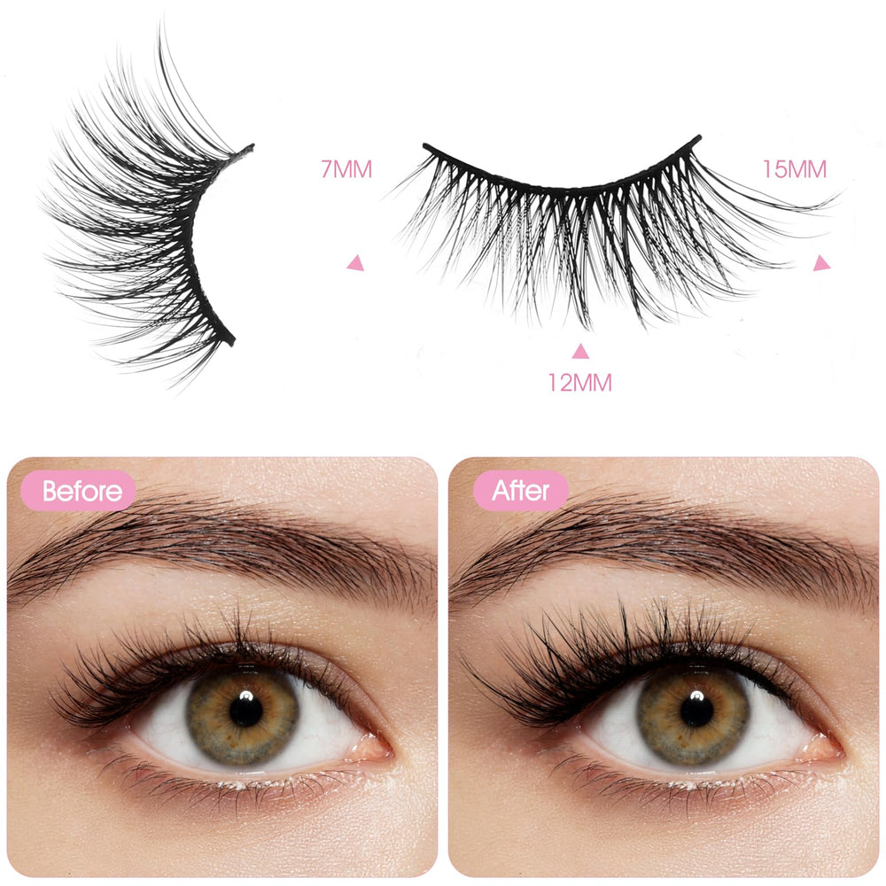 Pestañas Gjinxi Half Lashes con efecto 3D para volumen visible sin peso.