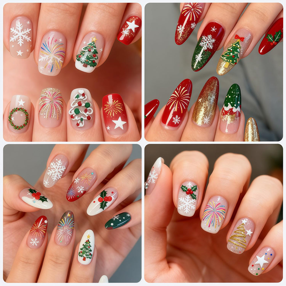 GJJBQTT efectos plateados y dorados para uñas con fuegos artificiales