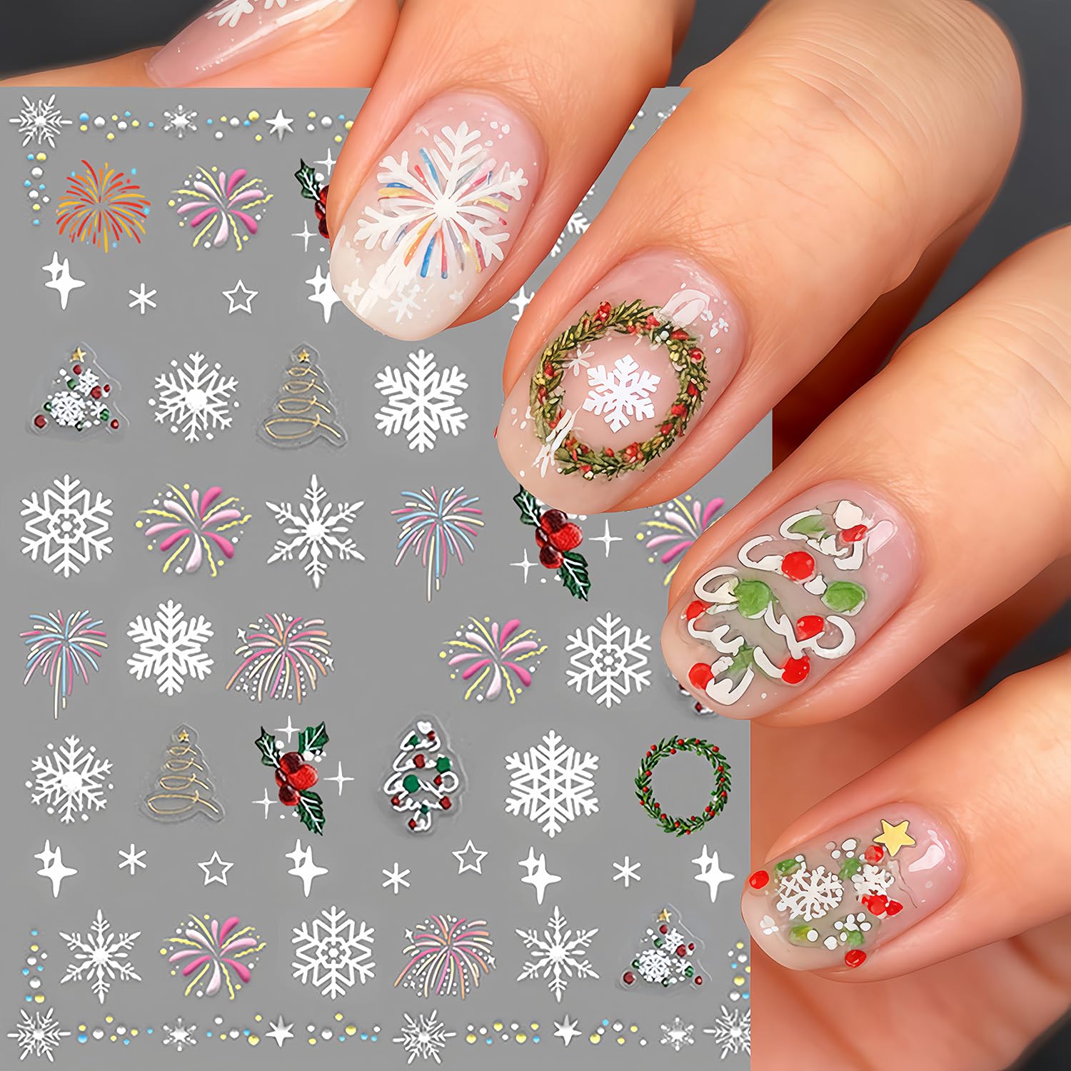 GJJBQTT variedad de diseños navideños para uñas caseras