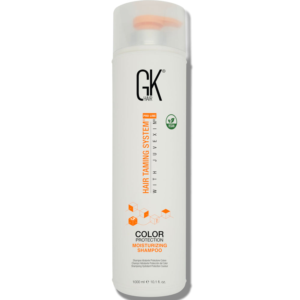 GK HAIR, botella de champú color-teñido, protege el color y limpia suavemente.