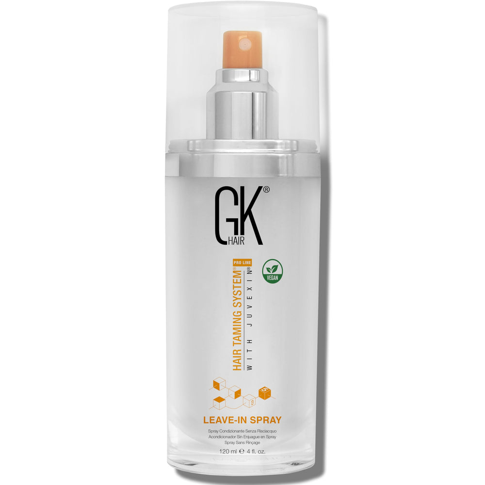 GK HAIR Acondicionador sin aclarado en spray: botella visible para un peinado suave y manejable.