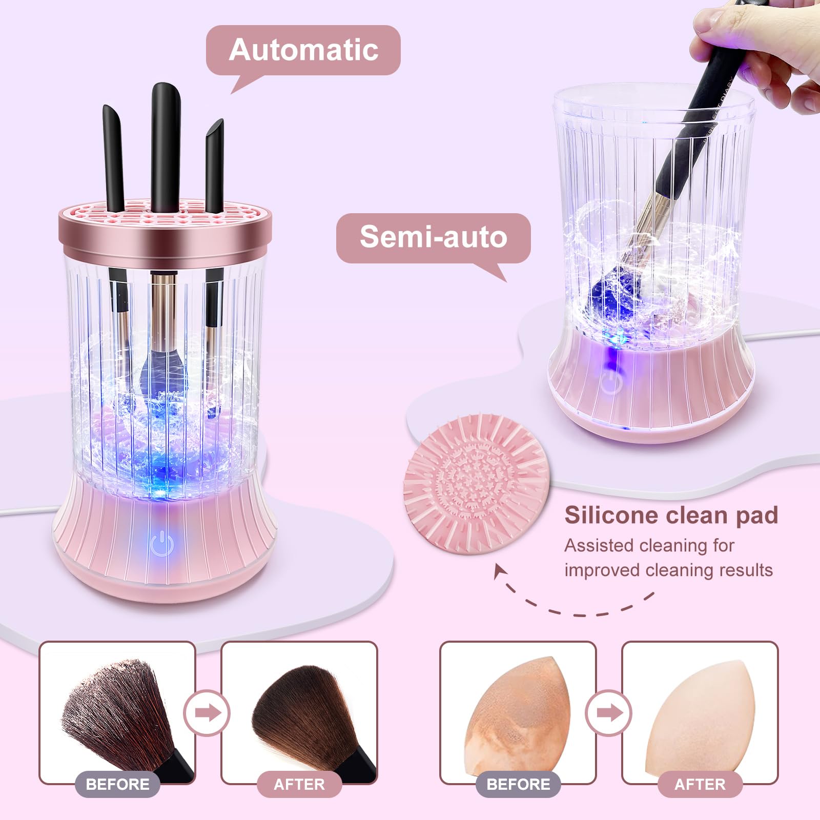 GKZ motor de 7000rpm ofrece rotación rápida para remover grasa y cosméticos.