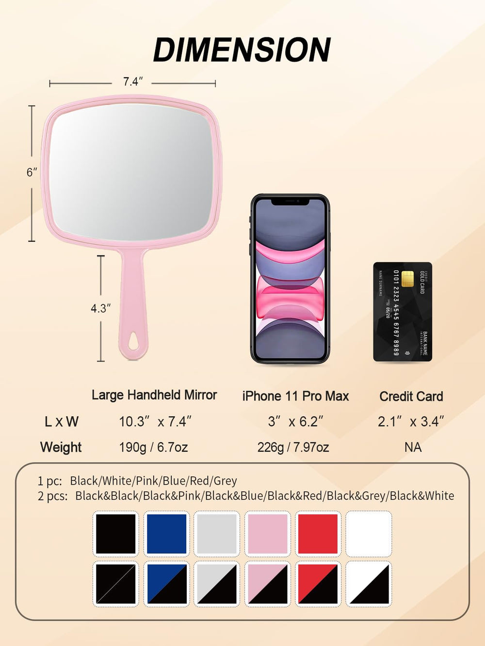 Gladmart espejo de mano, mango ergonómico, cómodo para sesiones largas en salones