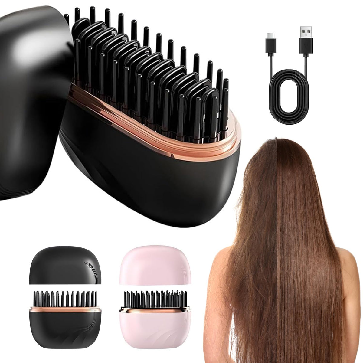 GlamBrushs mini alisador de pelo compacto para uso en casa o viaje
