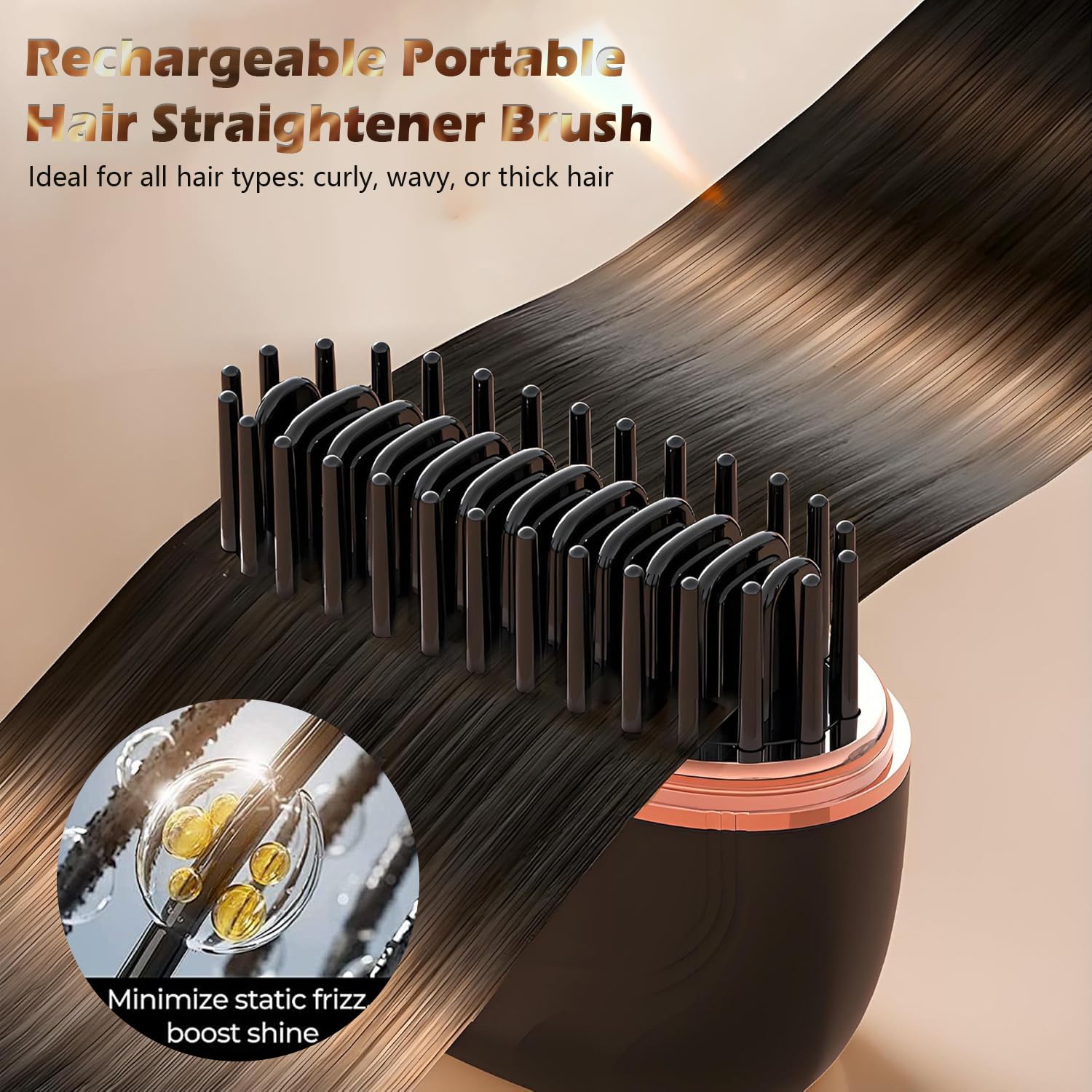 GlamBrushs mini alisador pelo inalámbrico para peinados sin cables