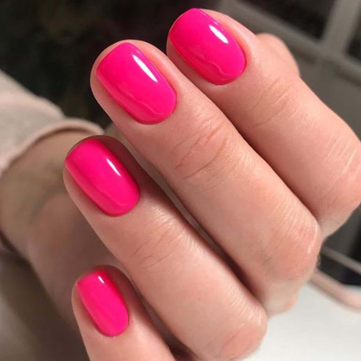 GLAMERMAID uñas postizas cortas, rosa brillo, para look pulido.