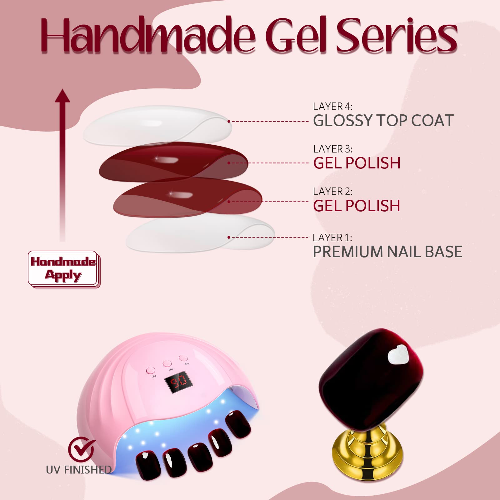 GLAMERMAID juego de uñas 24 piezas en 12 tallas para ajuste perfecto.