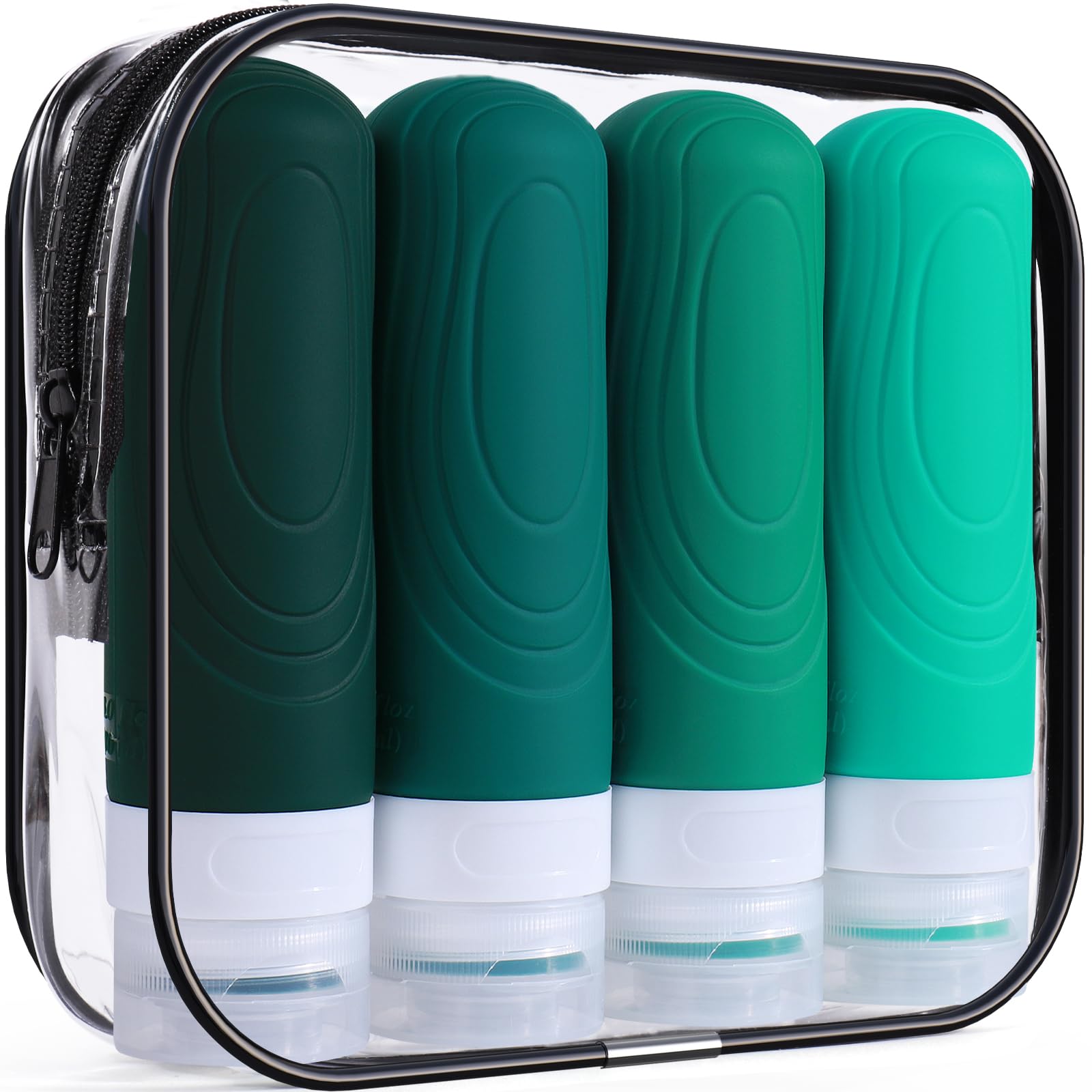 GLAMFIELDS: botellas de silicona 3oz para viaje, conjunto reutilizable y compacto.