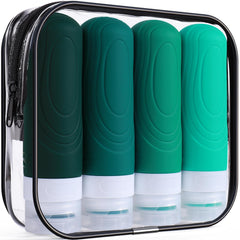 GLAMFIELDS: botellas de silicona 3oz para viaje, conjunto reutilizable y compacto.
