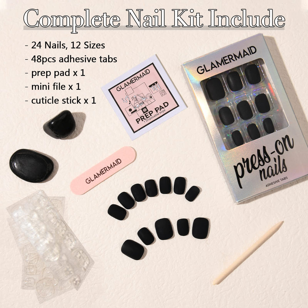 GLAMERMAID Unas negras de aspecto terciopelo para estilo otoñal