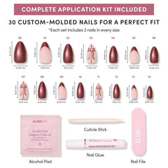 Glamnetic Uñas 30 piezas en 15 tallas para ajuste personalizado.