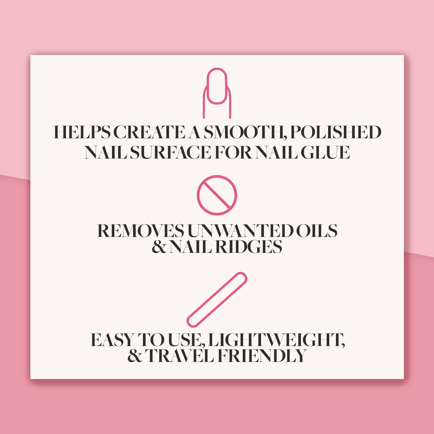Glamnetic 7 en 1, elimina aceites y irregularidades para una mejor adherencia.