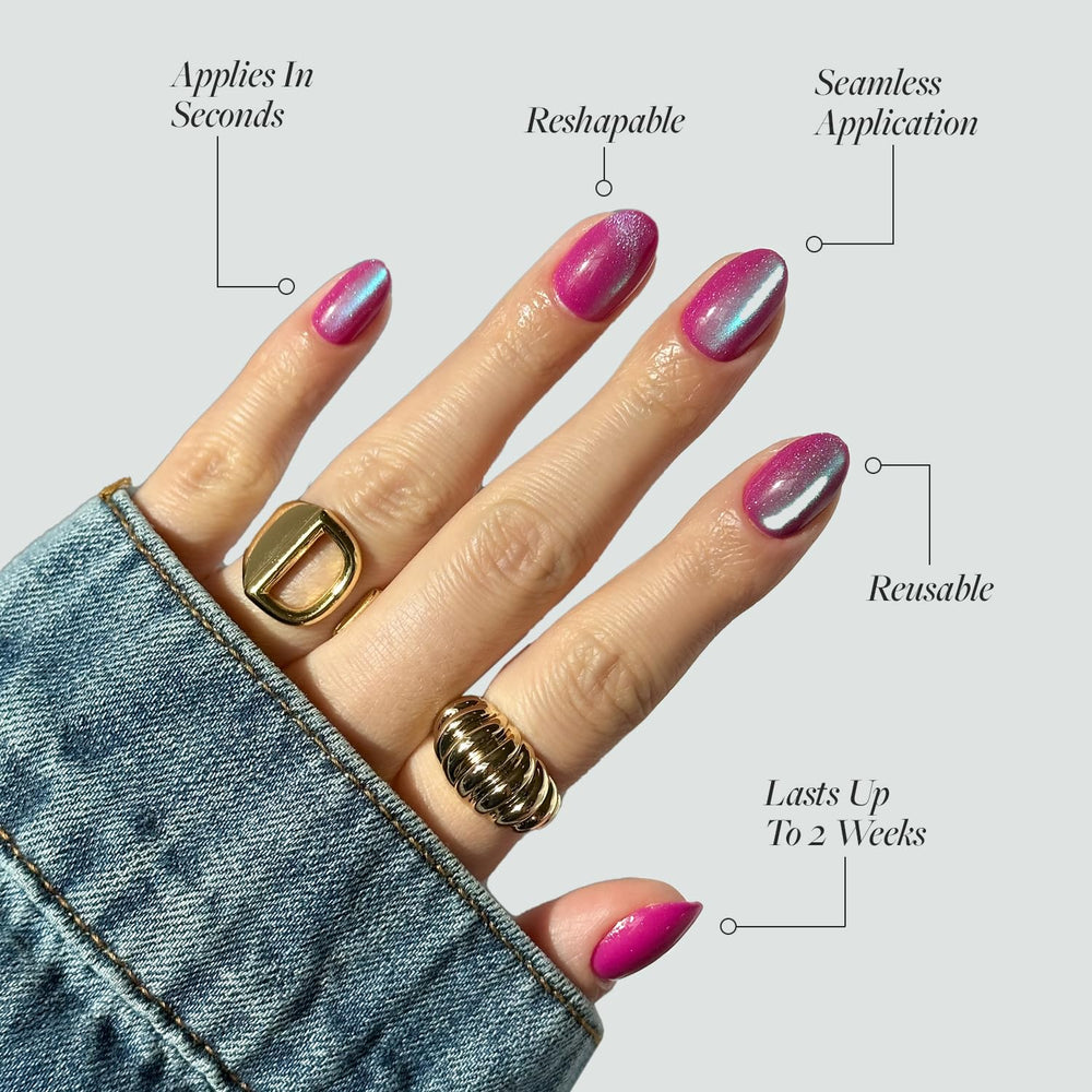 Glamnetic Berry Fizz: acabado metálico iridiscente para looks llamativos.