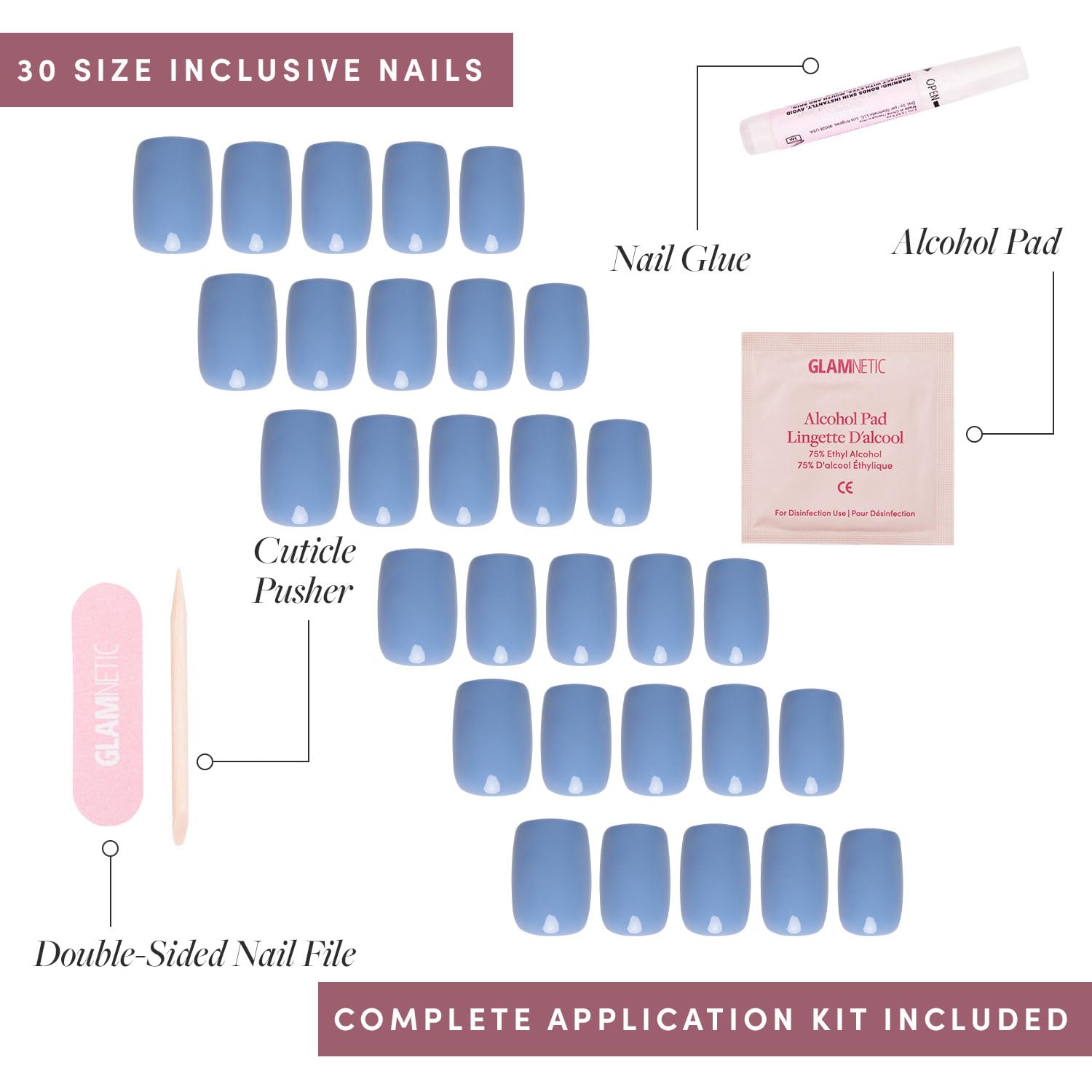 Glamnetic accesorios incluidos: caja de almacenamiento y lima de doble cara