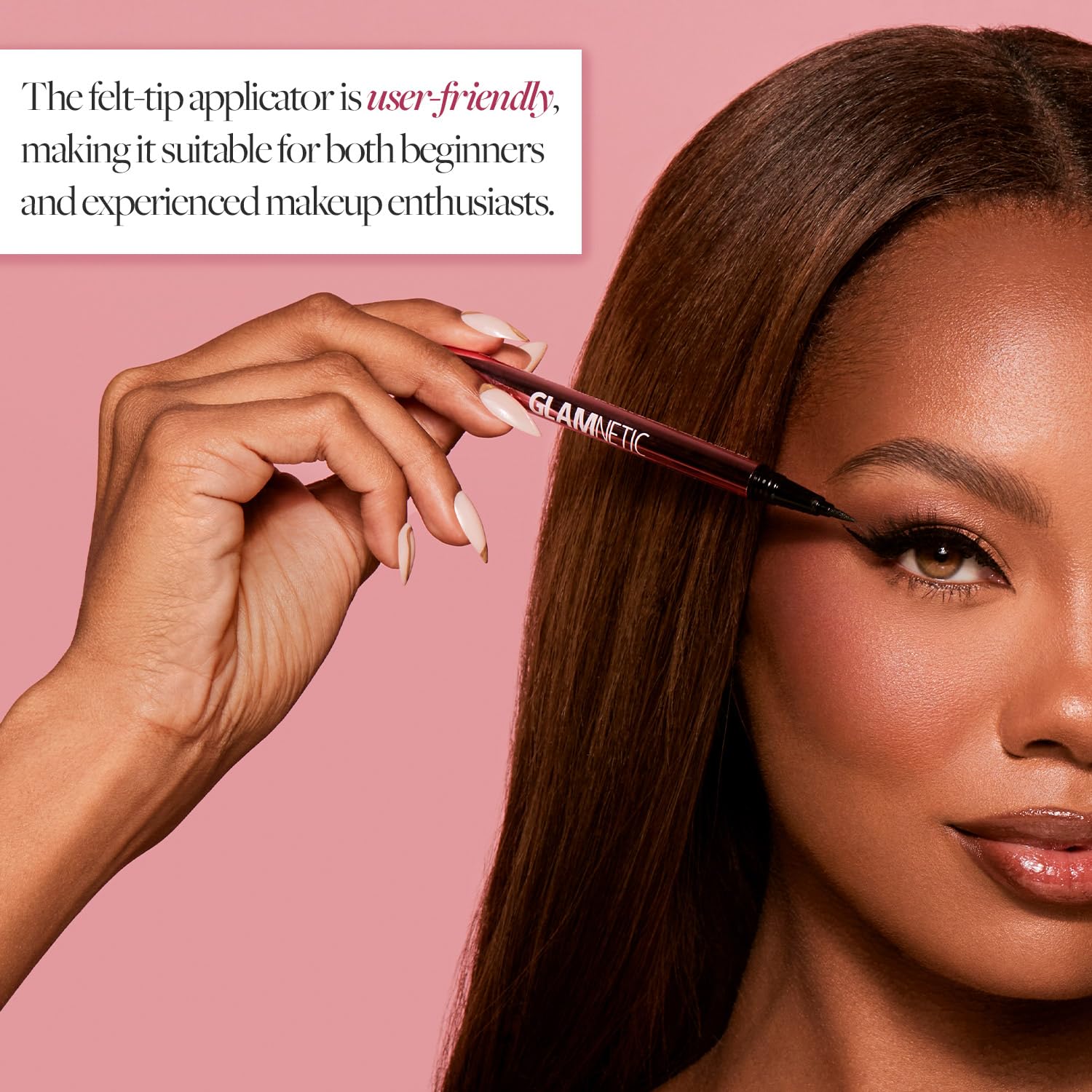 Glamnetic adhesion longue durée noir — maintien des faux cils toute la journée.