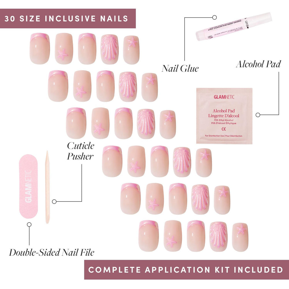 Glamnetic Blush Dunes forma squoval para uñas cortas.