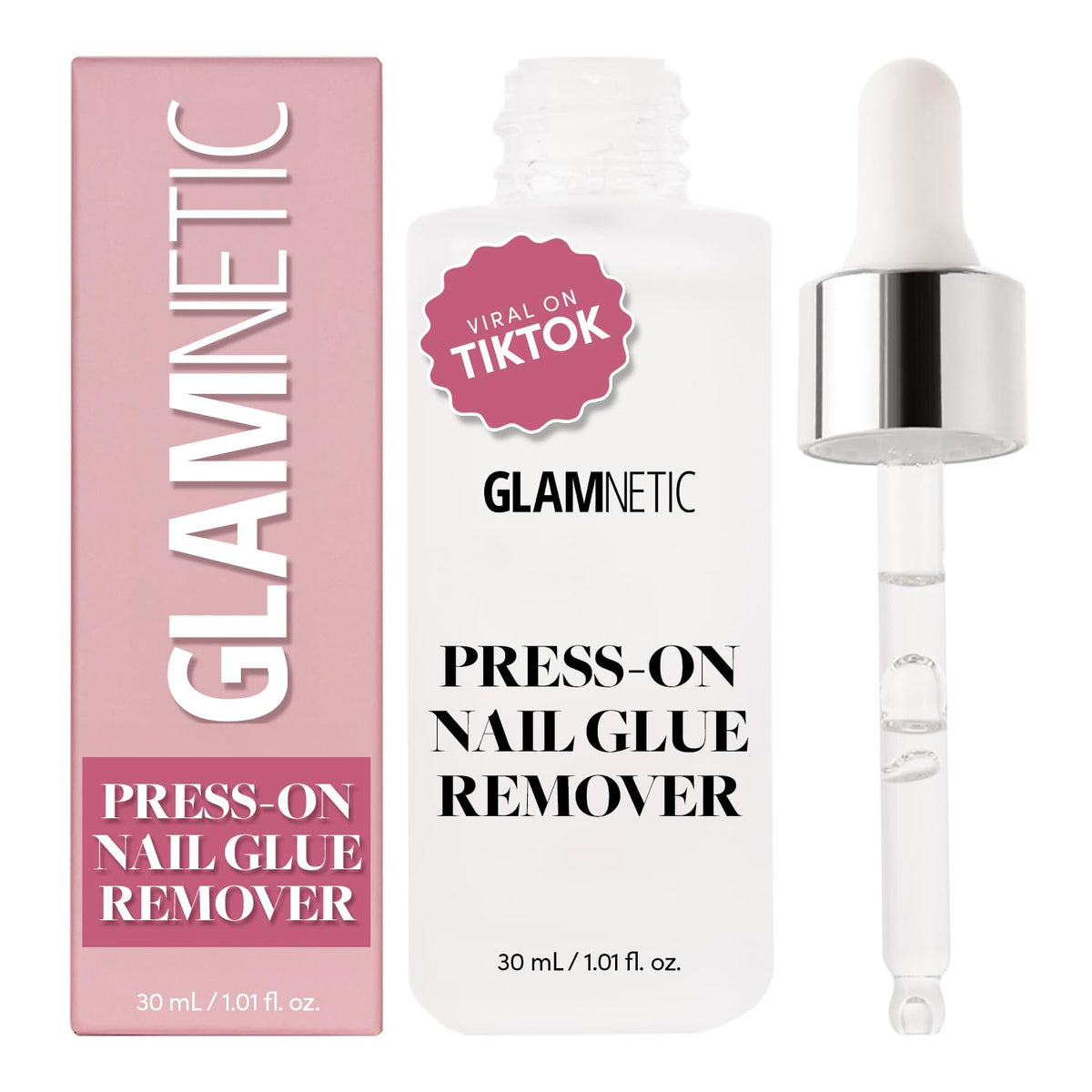 Glamnetic Bote 30ml: serum suave para remover uñas postizas sin daño.