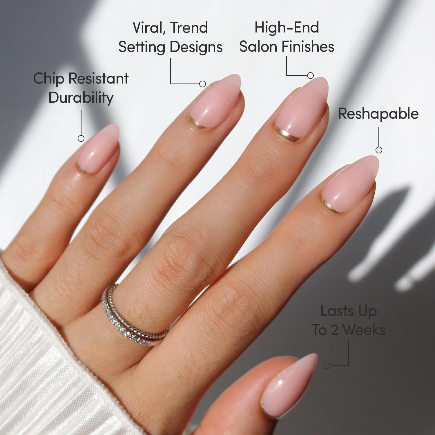 Glamnetic Buscadora de Metas: 30 uñas en 15 tallas para un ajuste personalizado.