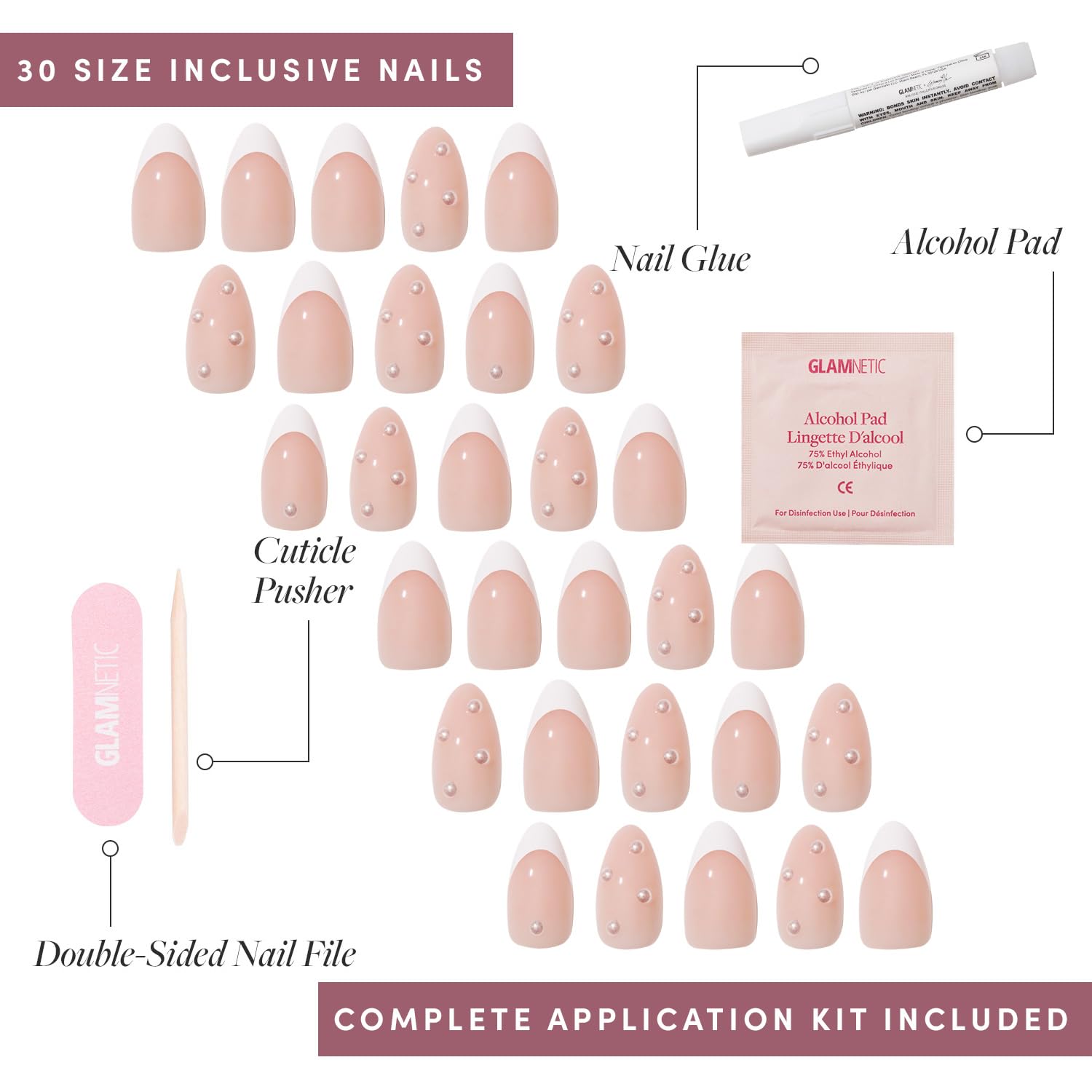 Caja Glamnetic y accesorios para organizar uñas con estilo.