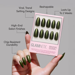 Glamnetic Cutie Pine set de 30 uñas con 15 tallas para ajuste personalizado.