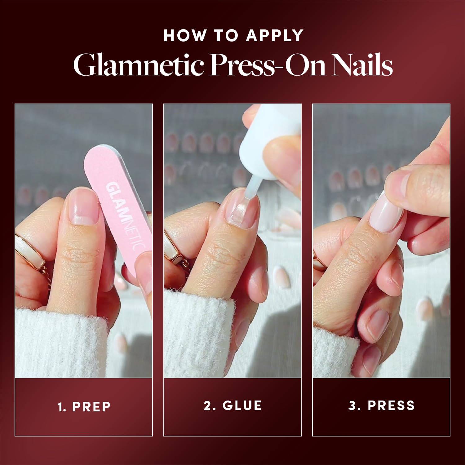 Glamnetic Deathly Hallows: pegamento incluido para aplicación rápida.