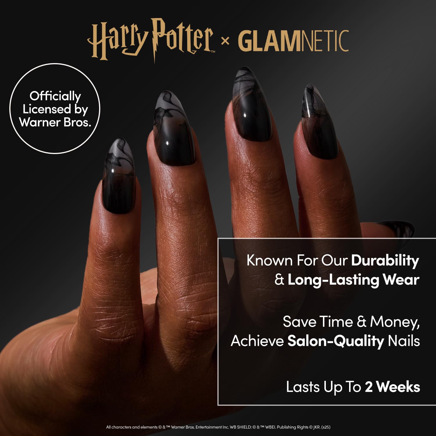 Kit Glamnetic Dementor: 30 uñas en 15 tallas para ajuste perfecto.