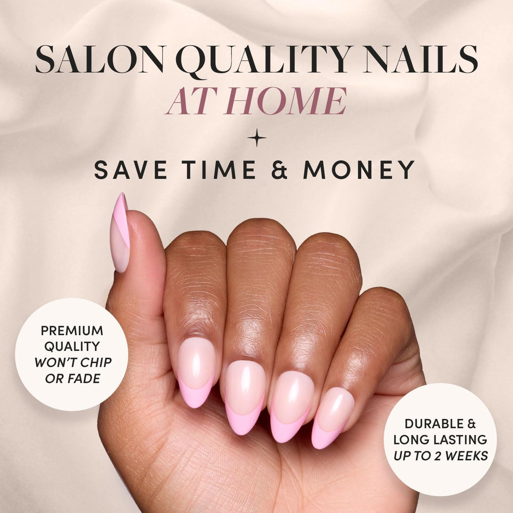 Glamnetic uñas francesas rosadas con base translúcida para uso diario