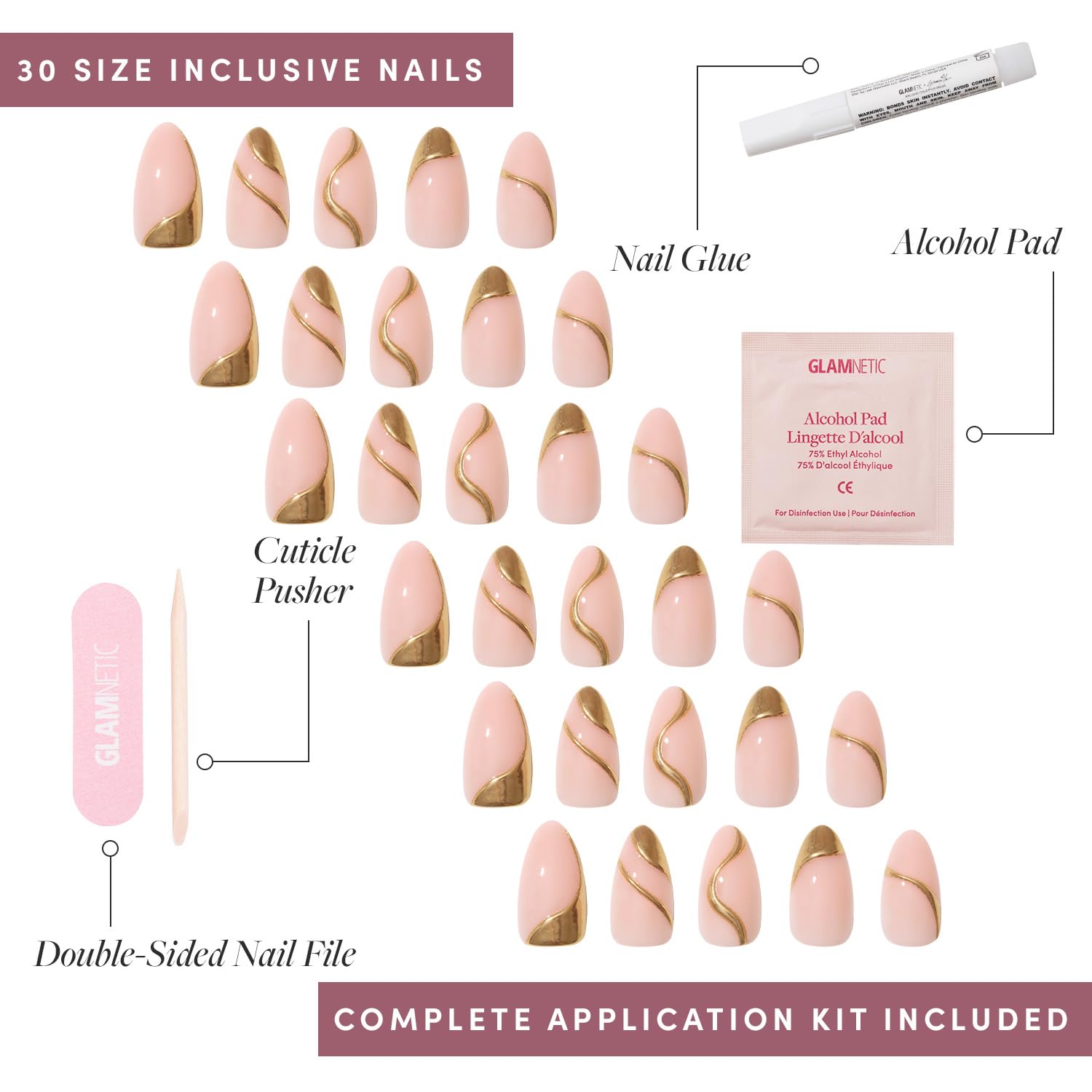 Durabilidad potencial de hasta dos semanas por aplicación Glamnetic GlamZilla.