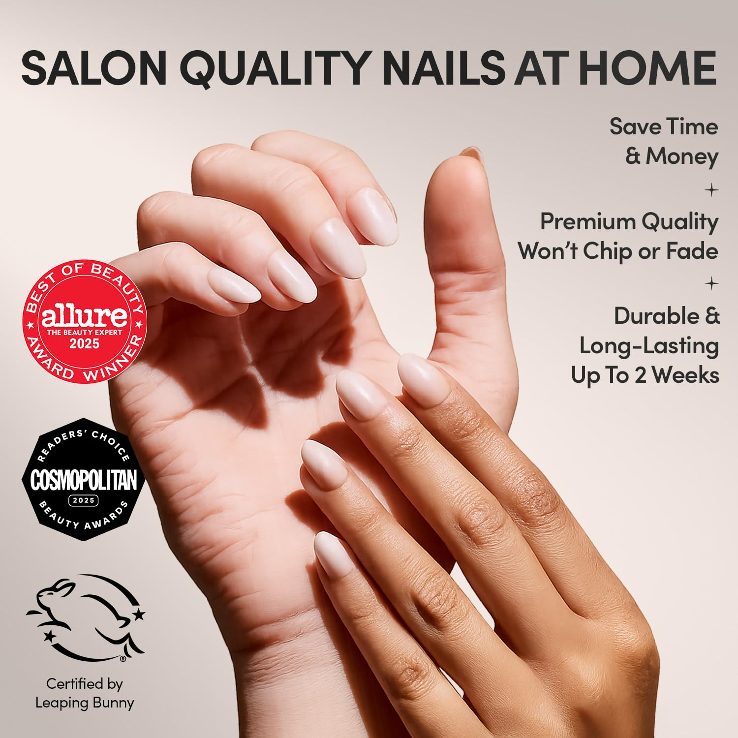 Glamnetic glazed nails with glossy finish for a salon-worthy look.