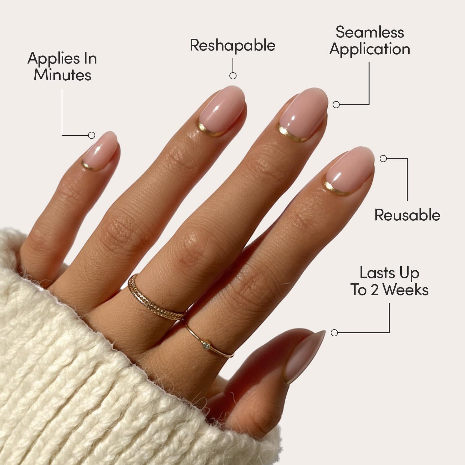 Glamnetic Goal Digger uñas cortas redondas con acabado semitransparente para uso diario.